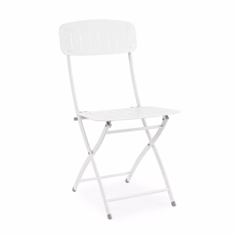 Set di 4 sedie pieghevoli, YVONNE in acciaio bianco