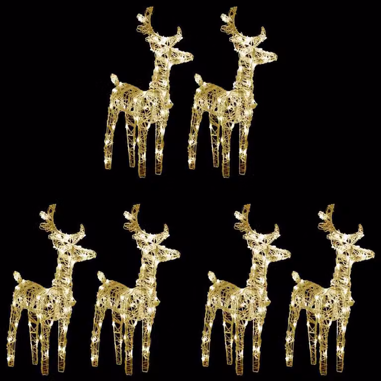 Set di 6 renne di Natale vidaXL in plastica con 240 LED bianco caldo per decorazione da giardino