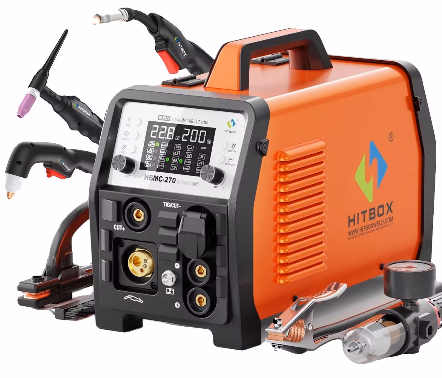 Saldatrice multifunzione, 6 in 1, compatibile con gas e senza gas, modello HBMC270