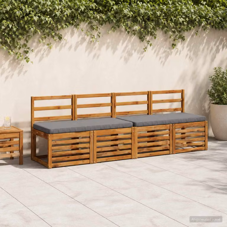 Set di 2 cuscini per panchina vidaXL VUGHT grigi in poliestere con rivestimento rimovibile e resistente ai raggi UV