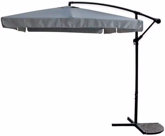 Trade Shop - Ombrellone A Braccio Laterale Da Giardino 3x3mt Protezione Sole Grigio Con Base 223217 -