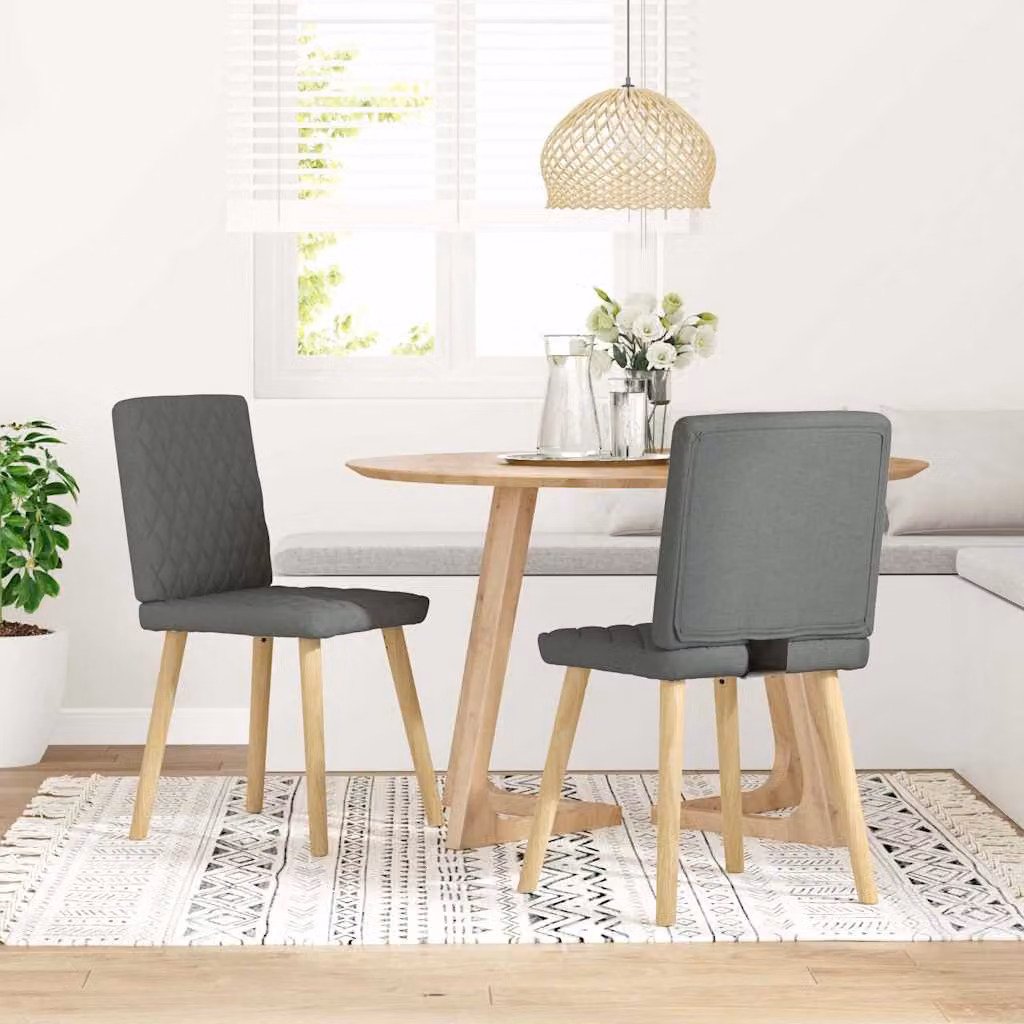 Set di 2 sedie da pranzo vidaXL in tessuto grigio con struttura in legno e metallo per cucina e soggiorno