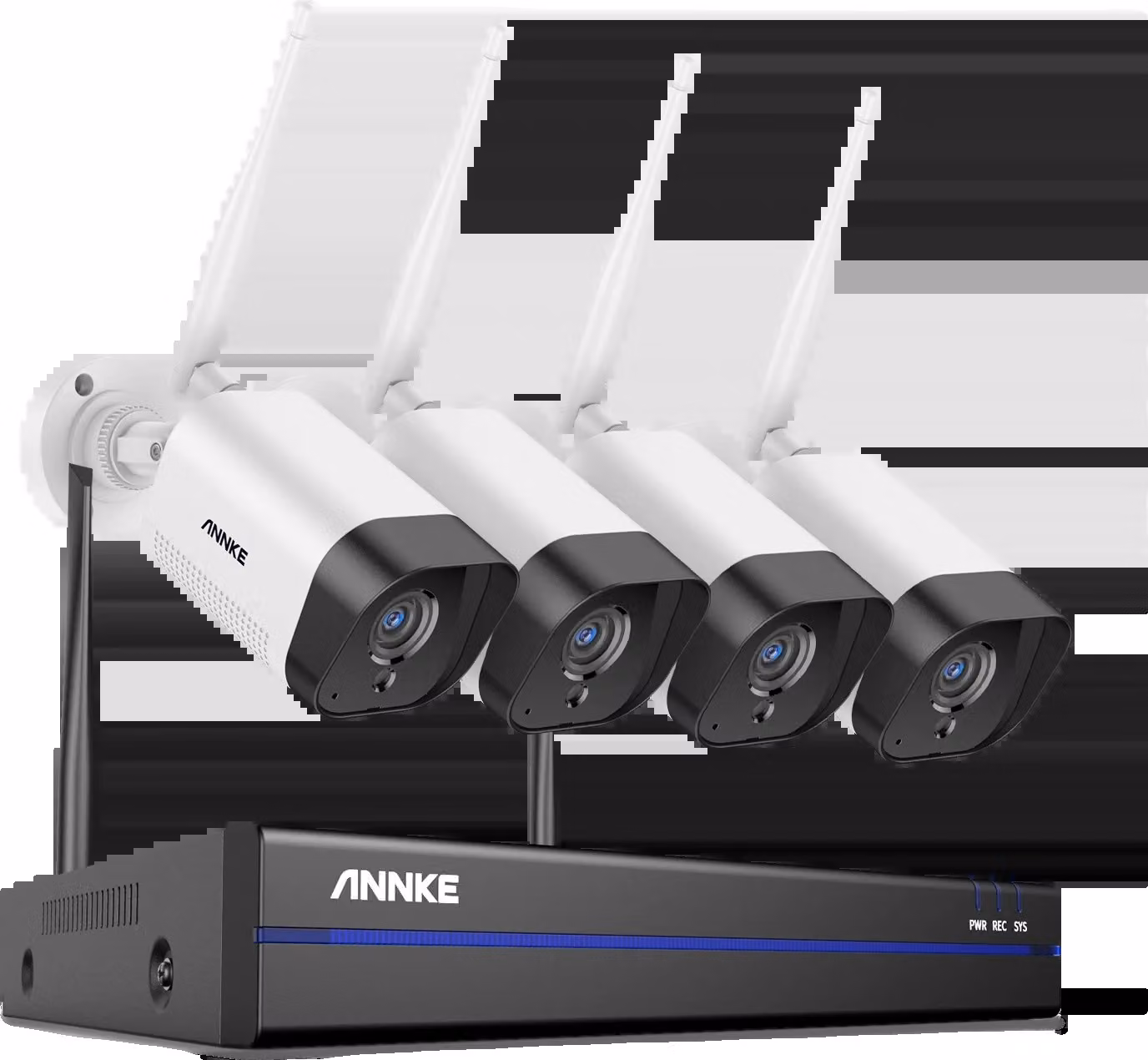 Sistema di sicurezza wireless, risoluzione 3MP, NVR LCD da 10 pollici, telecamera 8CH a 4 elementi, Nessuno