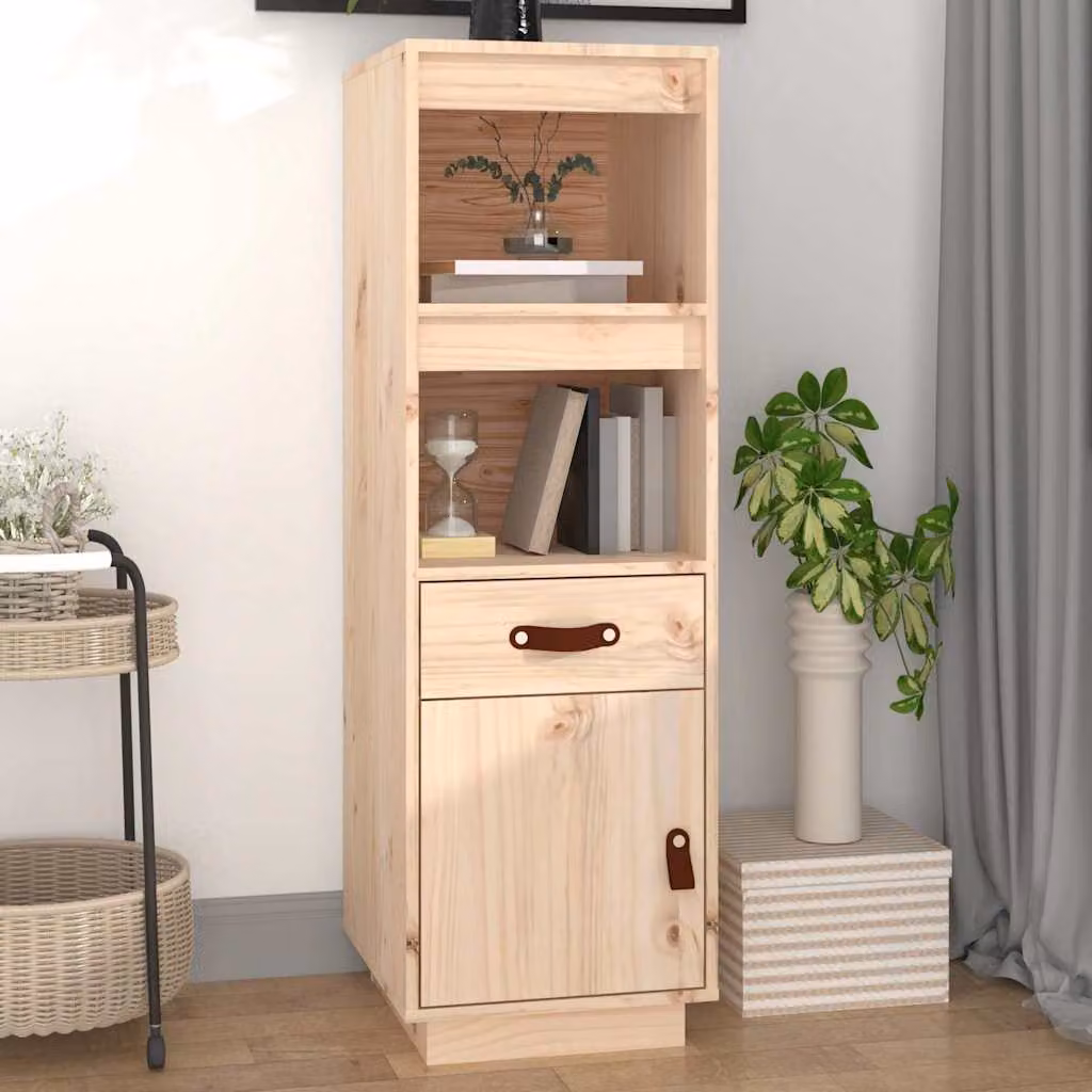 Credenza vidaXL in legno massello di pino, colore marrone/beige, L/P/H: 40 x 34 x 108,5 cm