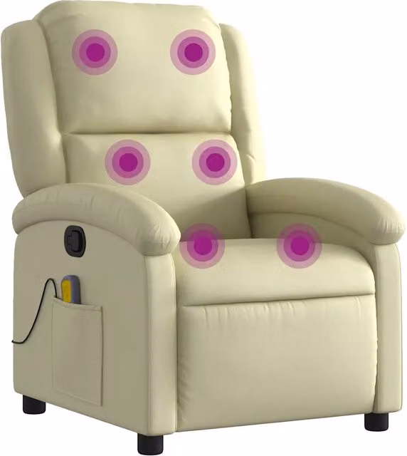 Poltrona Reclinabile Massaggiante | Sedia Relax Crema in Vera Pelle