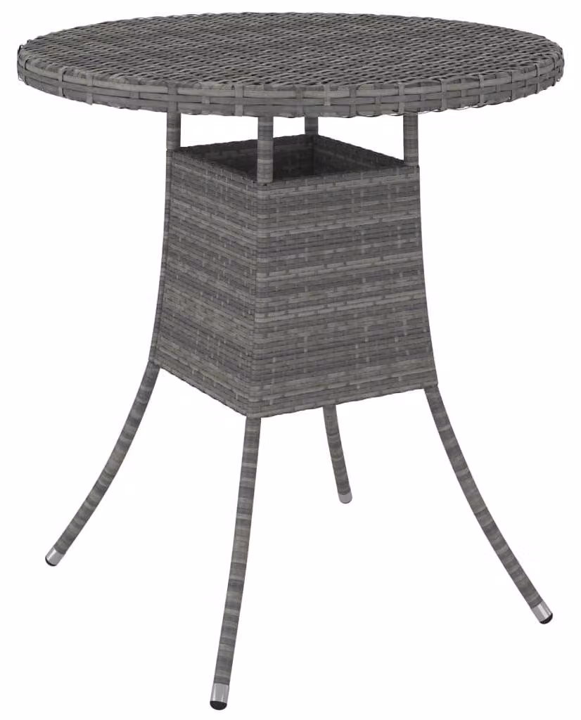 Tavolo da giardino in rattan sintetico grigio con struttura in acciaio