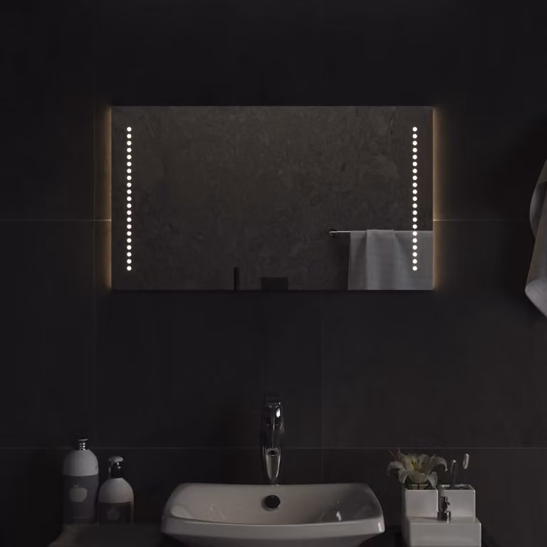 Specchio da bagno moderno vidaXL con luci LED, rettangolare, L: 40 cm, H: 70 cm