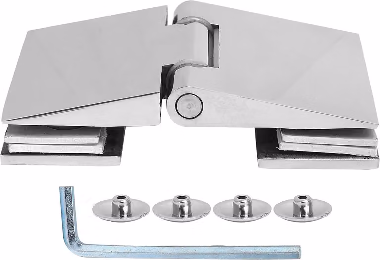 Cerniere per porte doccia senza telaio, angolazione di 180 gradi. Cerniere per porte in vetro senza telaio. Sottoportata in acciaio inossidabile per porte da bagno. Cerniere per doccia, pezzi di ricambio