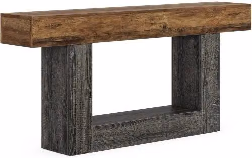 Tavolo Consolle REDOM in MDF Grigio e Marrone Rustico per Soggiorno e Ingresso – 1