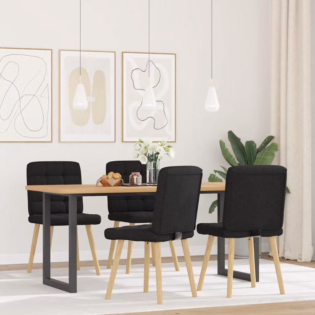 vidaXL Sedie da Pranzo 4 pz Nere in Tessuto