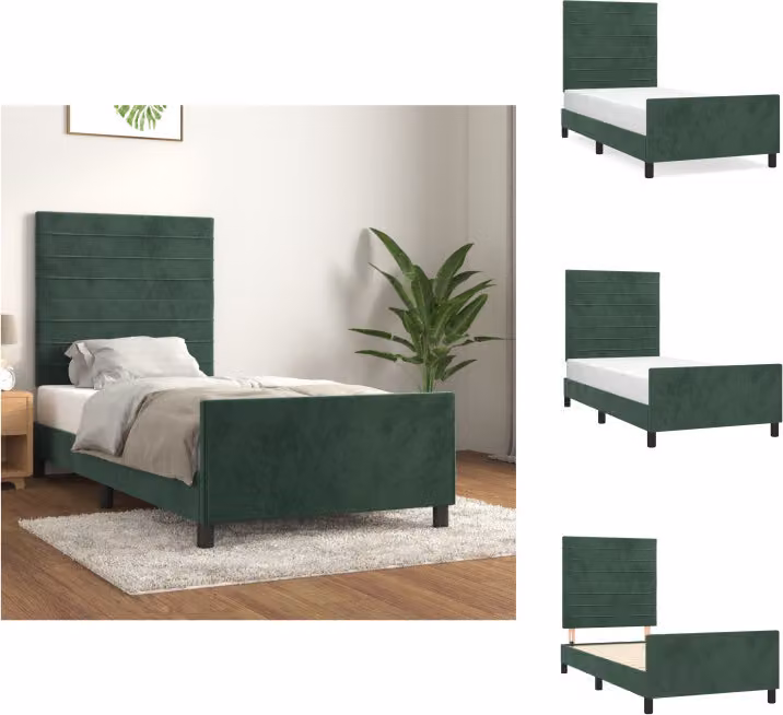 vidaXL Struttura letto con testiera in velluto verde scuro 100x200 cm - Letti e strutture letto