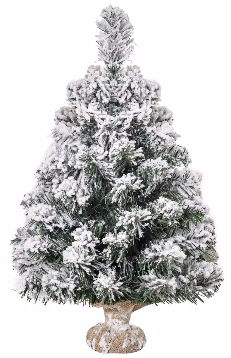 Albero di Natale artificiale mini, 60 cm, con effetto neve | Colore: verde e bianco | Dimensioni: 32x32x60 cm