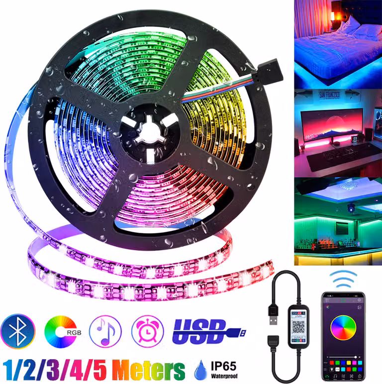 strisce LED Bluetooth 3M Strisce LED RGB USB TV Retroilluminazione Musica Sincronizzazione Striscia luminosa Striscia luminosa Impermeabile