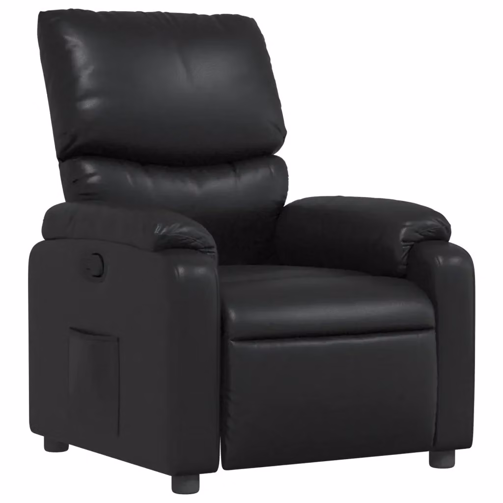 Poltrona Reclinabile Relax in Similpelle Nera con Braccioli e Struttura Moderna – 2