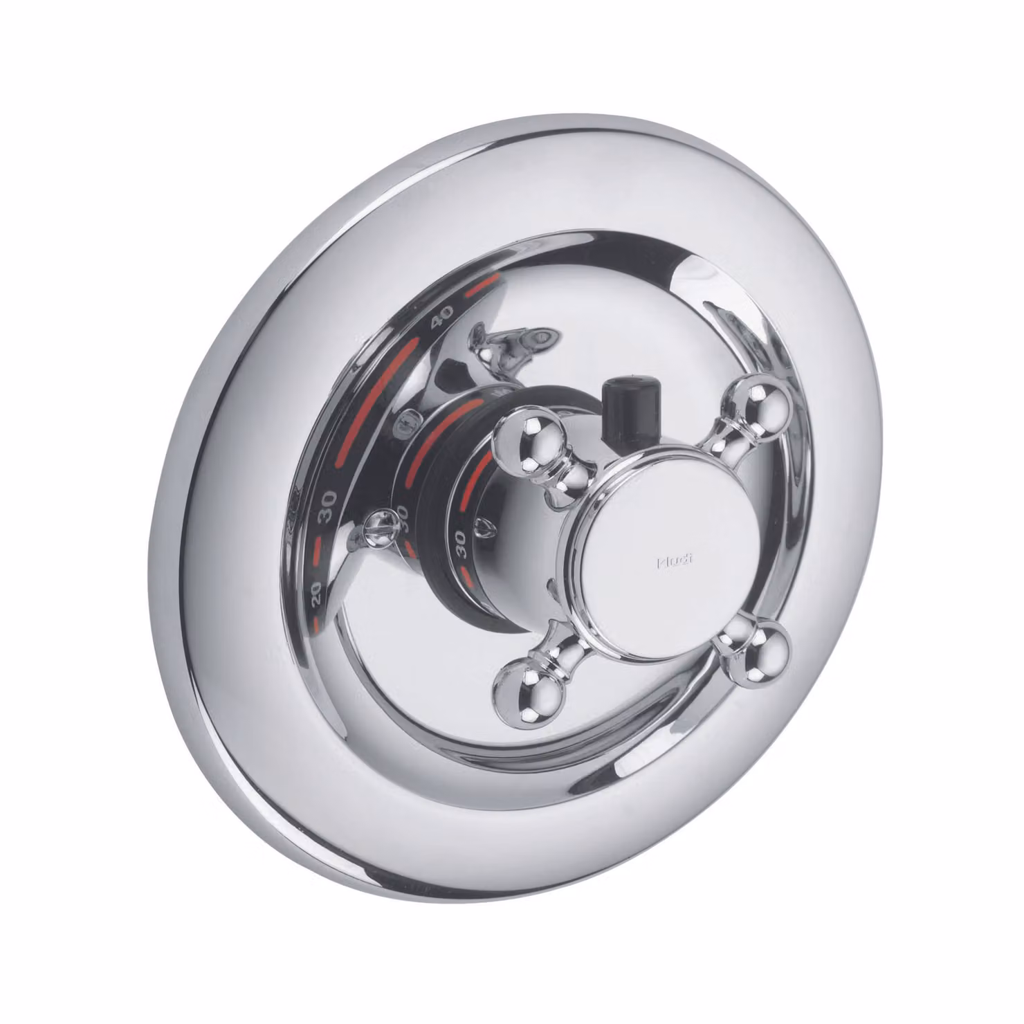 KLUDI 1926 : robinetterie thermostatique encastrée, poignée en croix, limiteur d'eau chaude à 40 °C, sans robinet d'arrêt, 517190520, 517190520