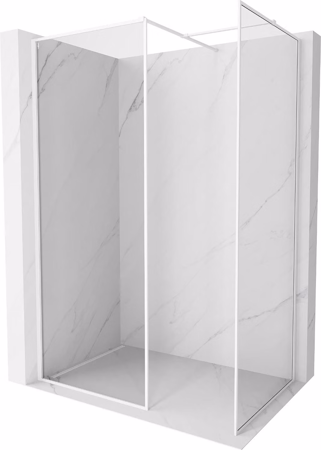 Mexen Kioto-F parete doccia Walk-in con telaio 100 x 75 cm, trasparente 8 mm, bianca - 800-100-202-04-20-075