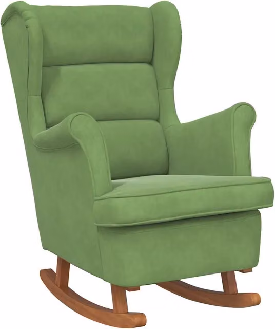 Sedia a dondolo con schienale alto in velluto verde chiaro CFW2607627