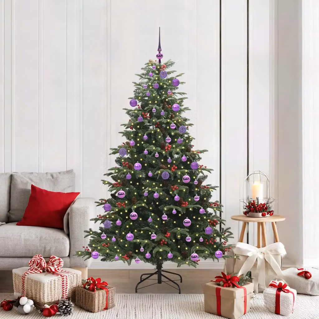 Albero di Natale artificiale verde vidaXL con 300 LED luce bianca calda, Altezza: 180 cm