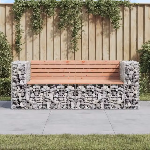 Panca da giardino design gabbione vidaXL in legno massello trattato marrone L: 184 cm, P: 71 cm, H: 65,5 cm