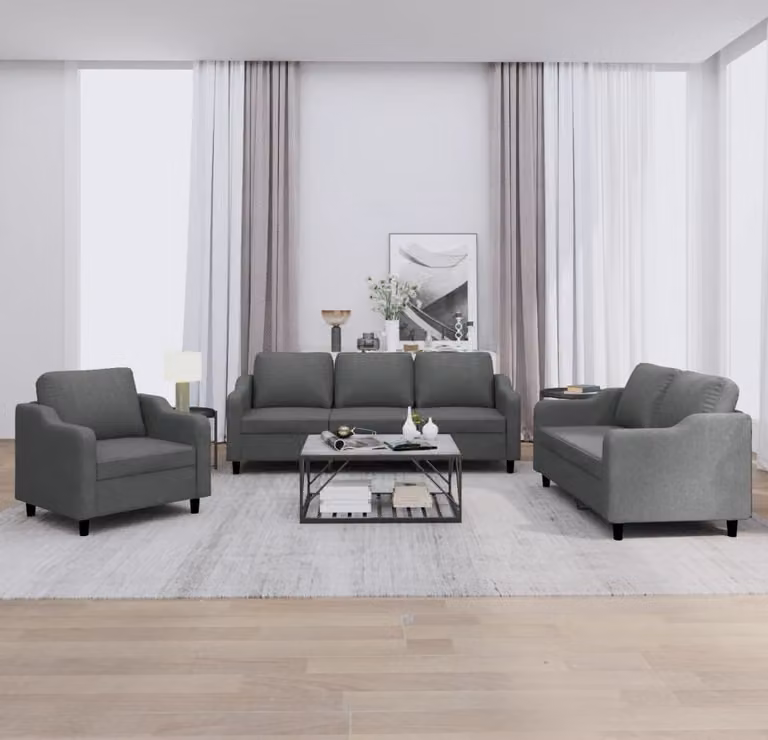 Maison Exclusive - Set divano a 3 pezzi con cuscini in tessuto grigio scuro