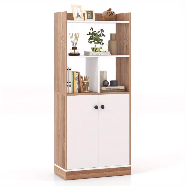 Libreria - Scaffale per libri - Mobile a vani - Mobile contenitore - Armadio - Autoportante - Doppie ante - 60x30x140 cm
