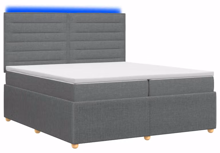 Letto boxspring LED con materasso grigio scuro 200 x 200 cm tessuto