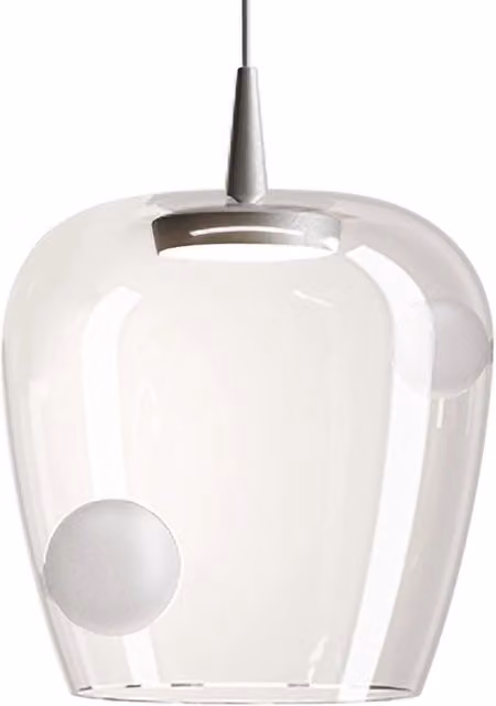 Zafferano Lampada a sospensione Bilia 27 LED 8W 2700K 645lm in alluminio sabbiato, design raffinato con diffusore in vetro borosilicato soffiato