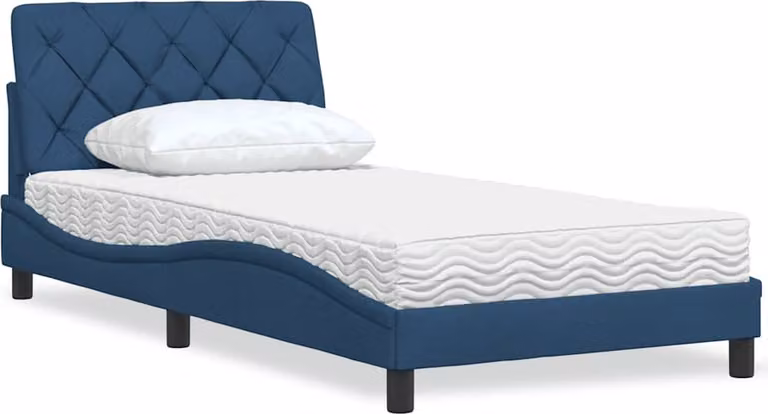 Letto con materasso in tessuto blu 100x200 cm
