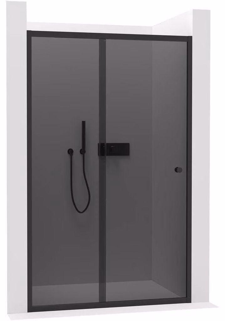 CERANO - Porta scorrevole per doccia Varone POINT L/P - 6 mm - nero opaco, vetro grafite - 150x195 cm