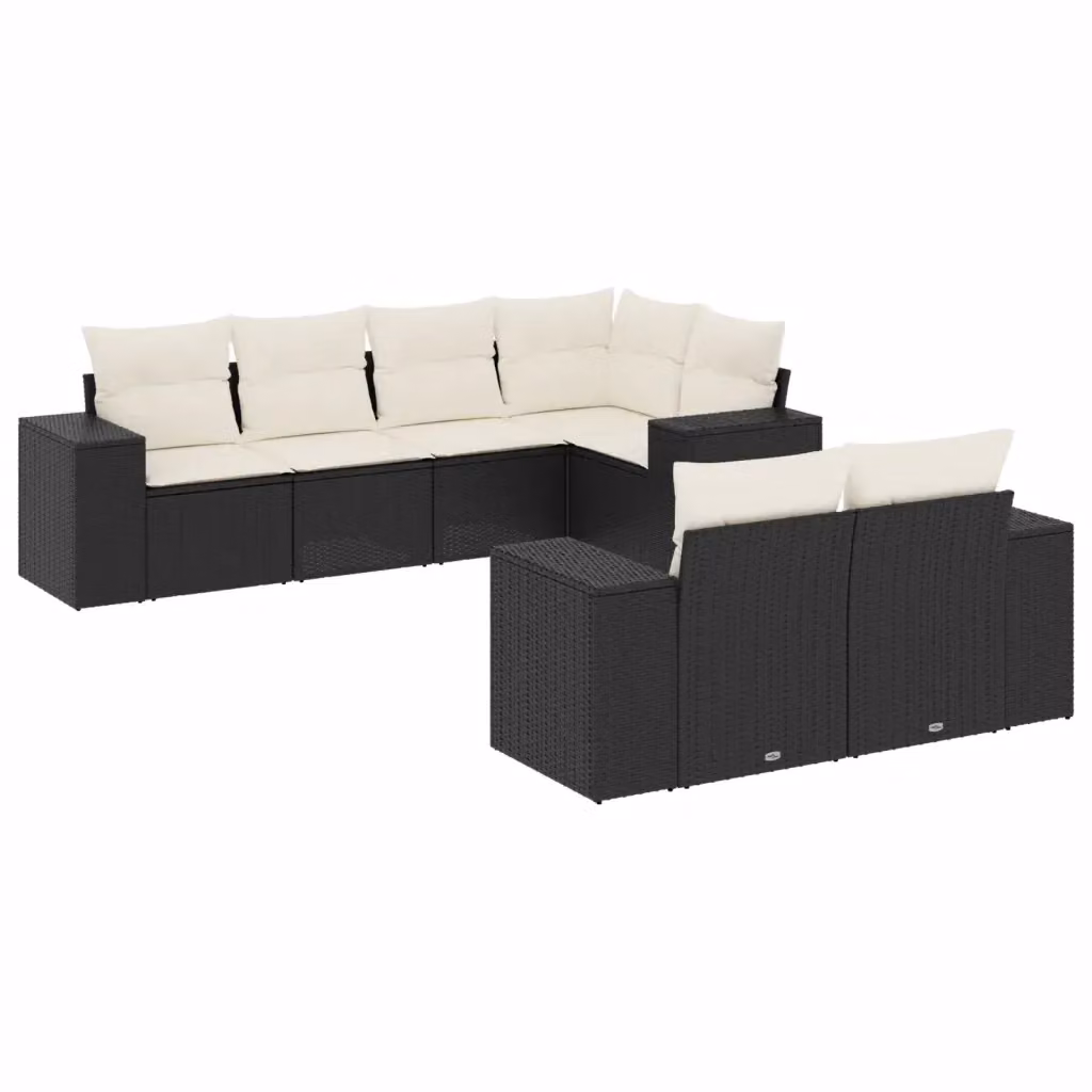 vidaXL Set Divani da Giardino a L con Cuscini 7pz in Polyrattan Nero – 2