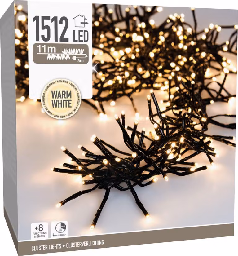 Illuminazione a grappolo/illuminazione natalizia 1512 LED - Bianco caldo - 8,5 metri