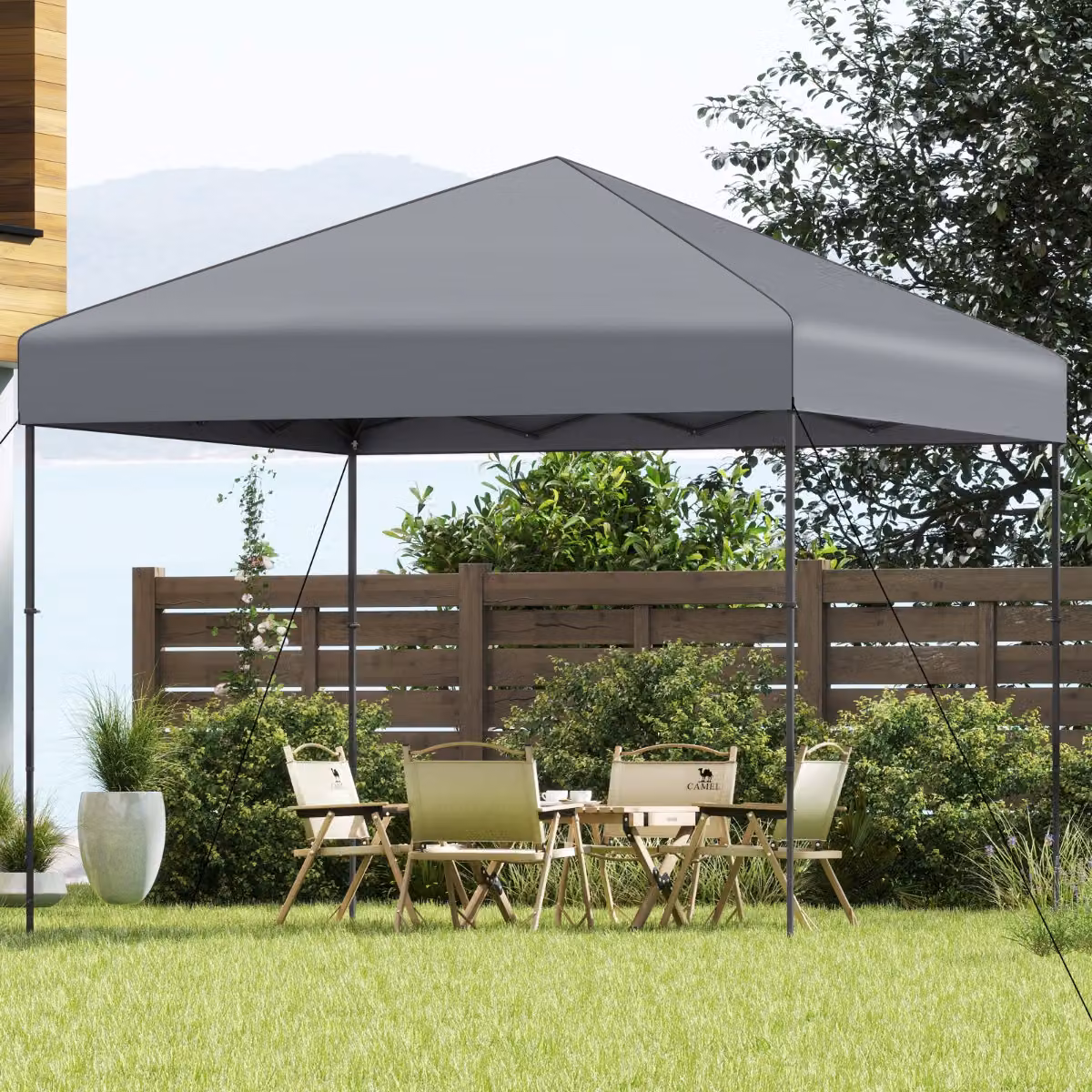 Tenda Gazebo Pop-up Costway per Eventi Sportivi Esterni con Borsa da Trasporto, Grigio, L/P: 295 x 295 cm