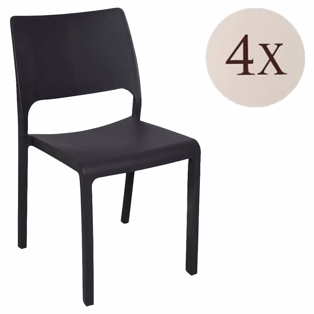 Set di 4 sedie da esterno Cereseto DMORA, impilabili e resistenti alle intemperie, colore Antracite, L: 47 cm, P: 53 cm, H: 82 cm – 2