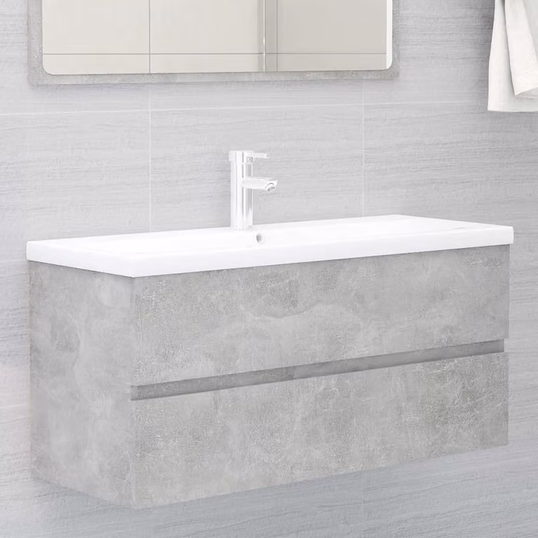 Mobile lavabo in stile cemento con cassetto, dimensioni 100 x 38,5 x 45 cm
