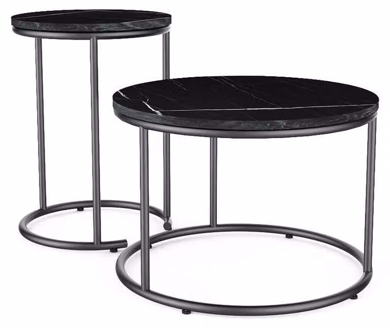 Set di tavolini Ottawa con finitura effetto marmo nero