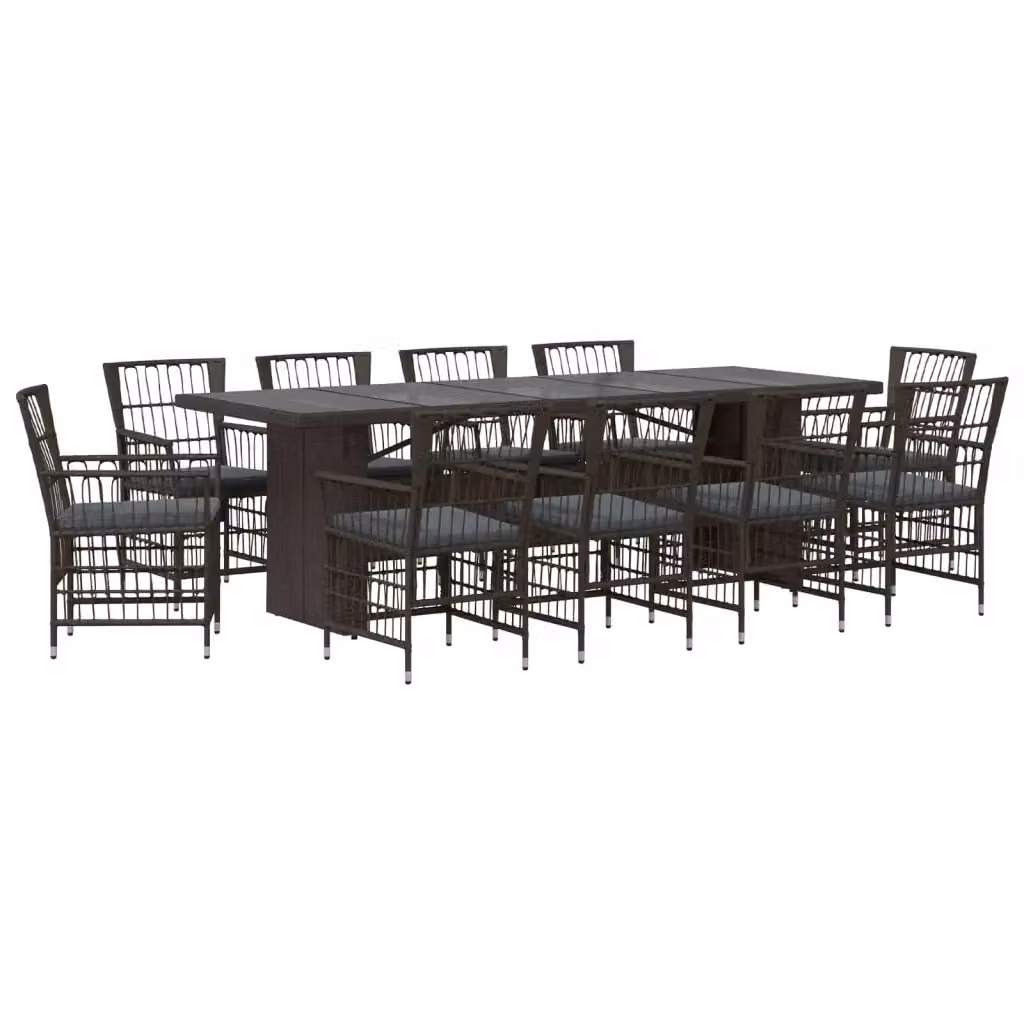 Set da pranzo per esterni vidaXL in polyrattan nero e grigio con tavolo in vetro, 11 pezzi – 2
