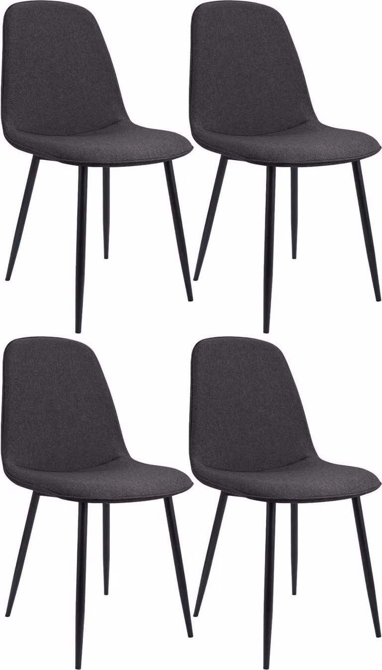 set di 4 sedie da pranzo - sedie da cucina - elevato comfort di seduta, tessuto grigio scuro, base stabile