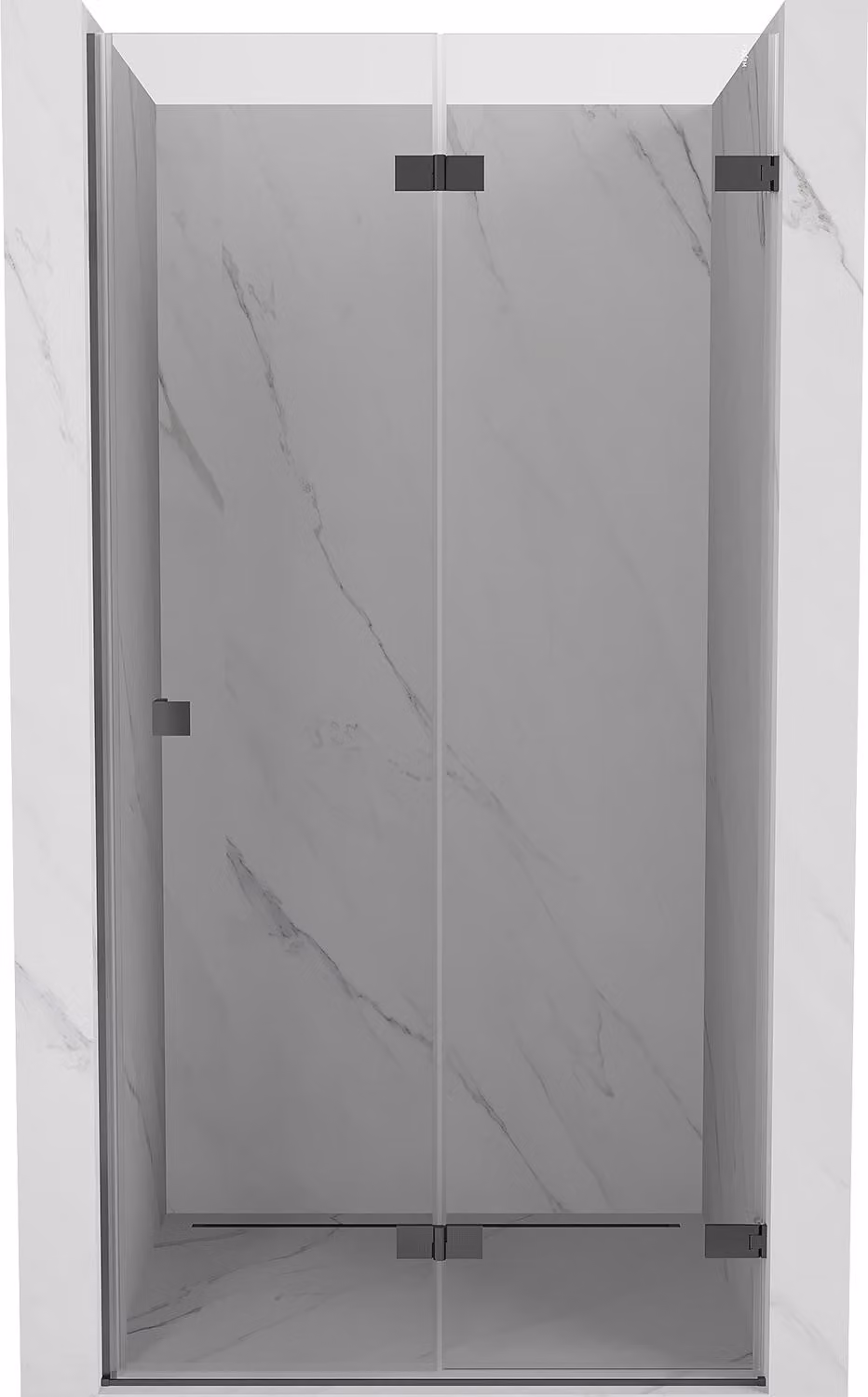 Mexen Lunar-F porta doccia pieghevole destra 85 cm, trasparente, metallo canna di fucile - 836-085-000-95-00-P