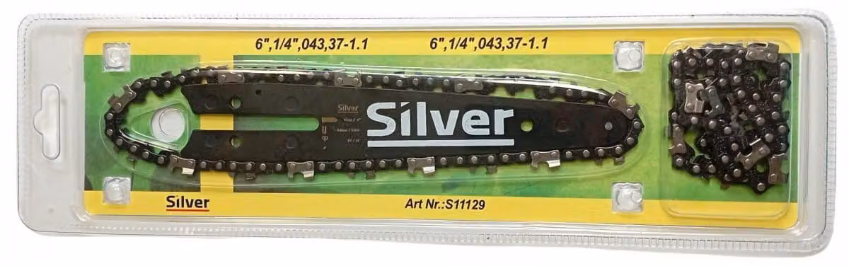 Guida d'argento + 2 catene 6" .1/4" .043- 37-1,1Mm