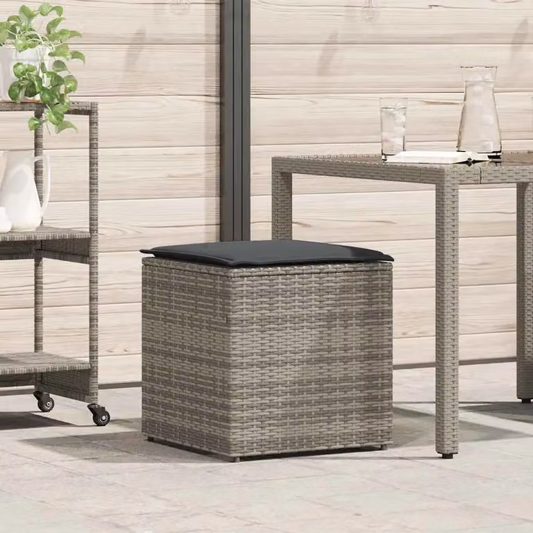 Scatola per cuscini vidaXL in rattan grigio, L/P/H: 50 x 50 x 50 cm