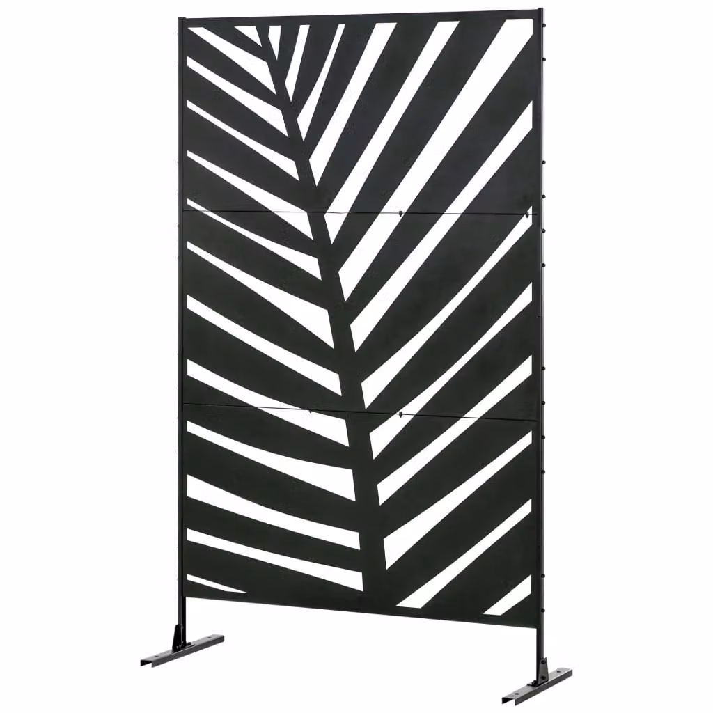 Paravento Minimal con 3 Ante Verticali in Acciaio Nero L 122 cm, P 45 cm, H 198 cm – 2
