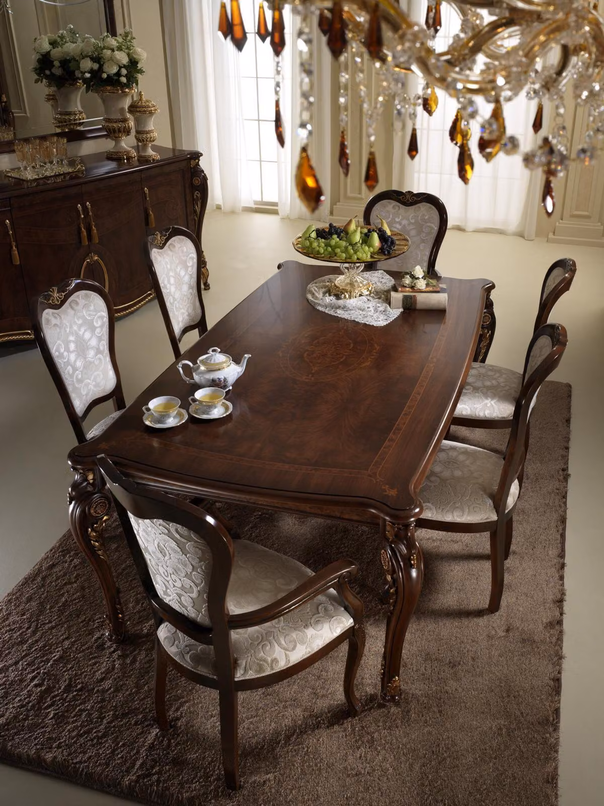 Klassische 6 Stühle Designer Stühle Italienische Esszimmer Möbel Holz Garnitur