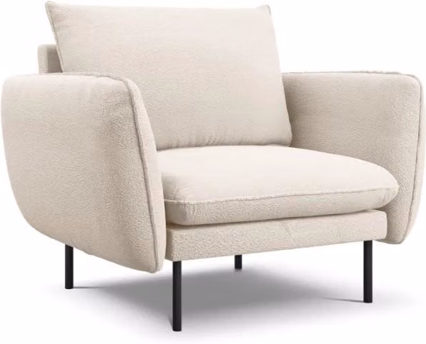 Poltrona Vienna Cosmopolitan Design in bouclé beige con struttura in metallo e braccioli