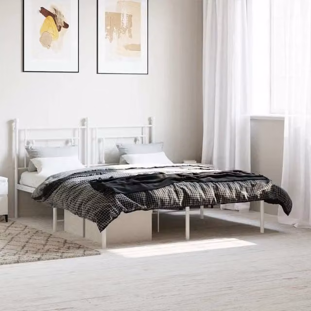 Letto con testiera in metallo bianco vidaXL L/P: 160 x 200 cm – 1