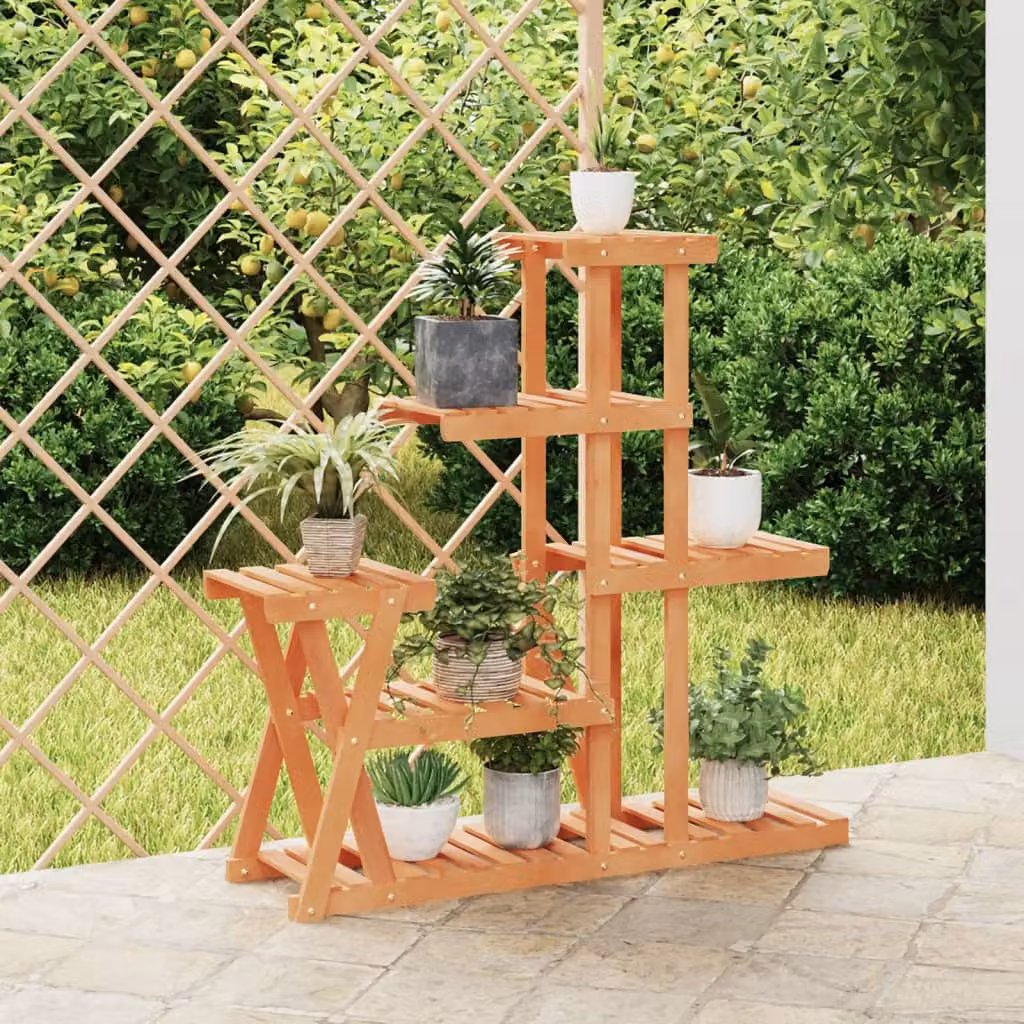 vidaXL Portafiori in Legno di Abete Massello Marrone L: 95 cm, P: 25 cm, H: 96 cm