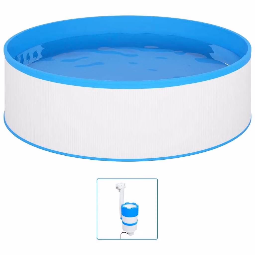 Piscina Fuori Terra con Skimmer e Pompa Sospesi 350x90cm Bianca