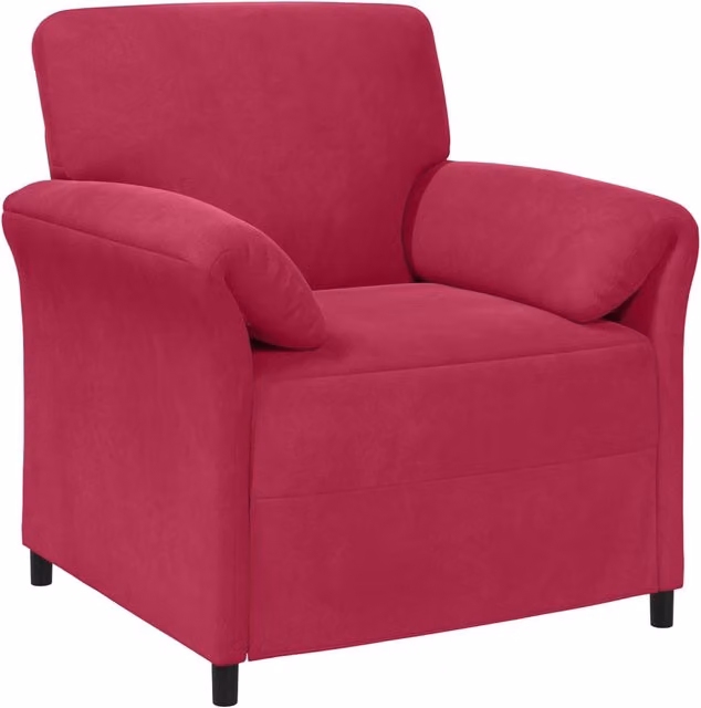Divano da soggiorno moderno in velluto rosso con braccioli L/P/H: 88 x 83 x 95 cm