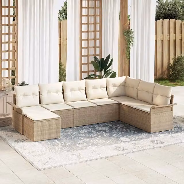 Set Divano da Giardino 8 pz Beige polyrattan 3345481