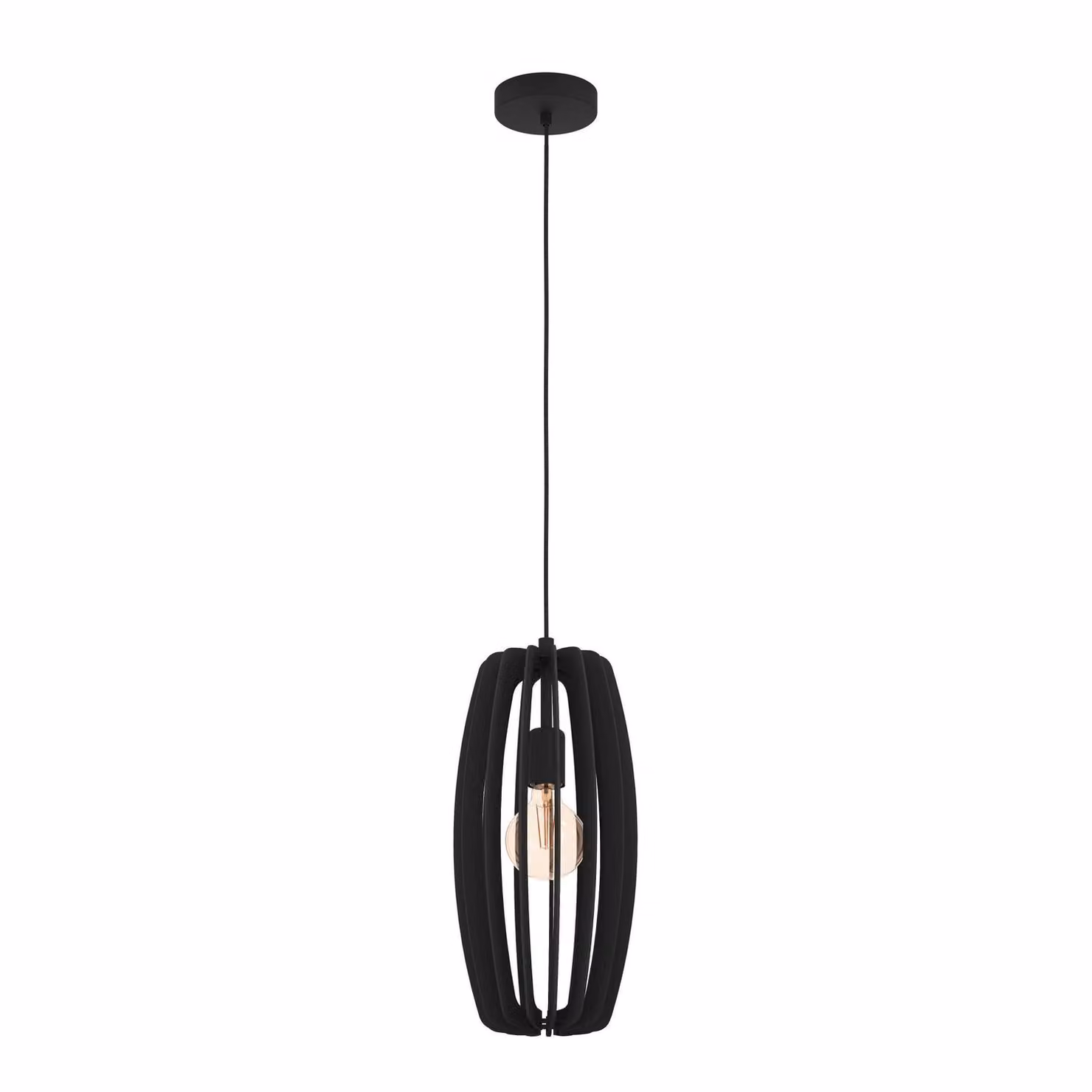 Lampadario Industrial Bajazzara 1 Luce Acciaio Nero Diffusore Nero