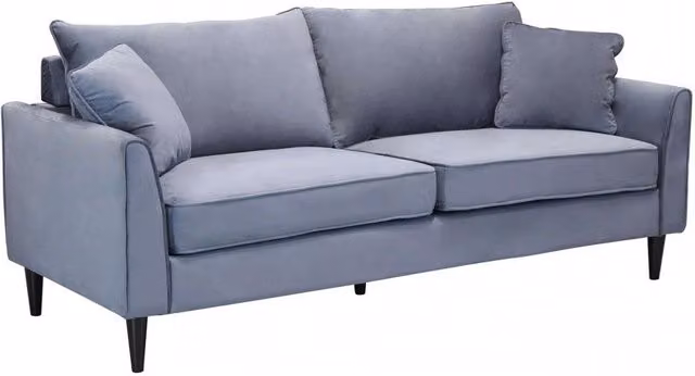 Divano 3 posti Chandler GIORDANOSHOP in velluto grigio chiaro L: 196 cm, P: 81 cm, H: 89 cm